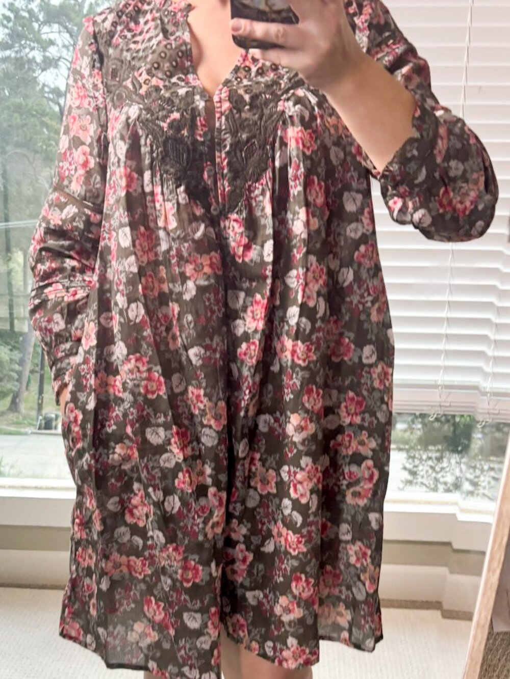 Sundance Andi Lace Floral Peasant Dress NWT Caviar Gray Pink Medium – No Slip